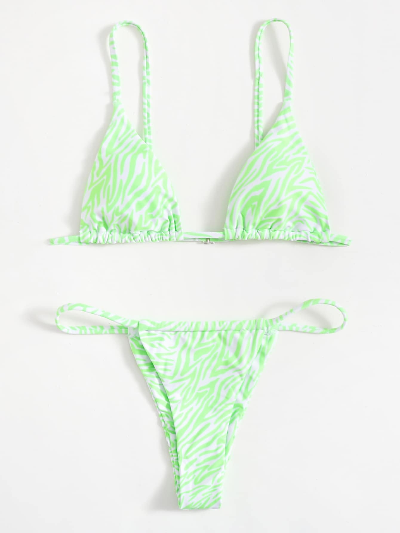 Neon Green Zebra Bikini - The Beach Bae