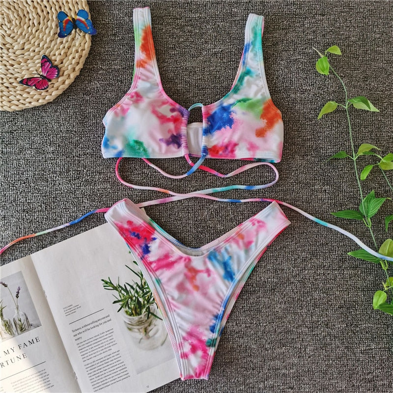 Strappy Tie Dye Bikini - The Beach Bae